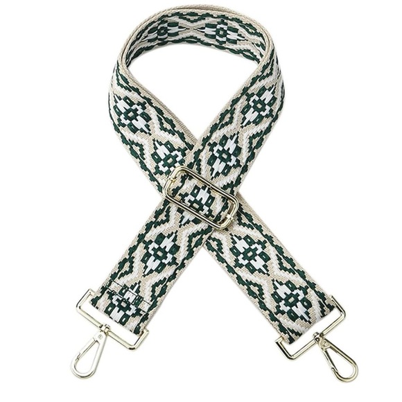 moistri Handbags - Elegant Green and Cream Bag Strap